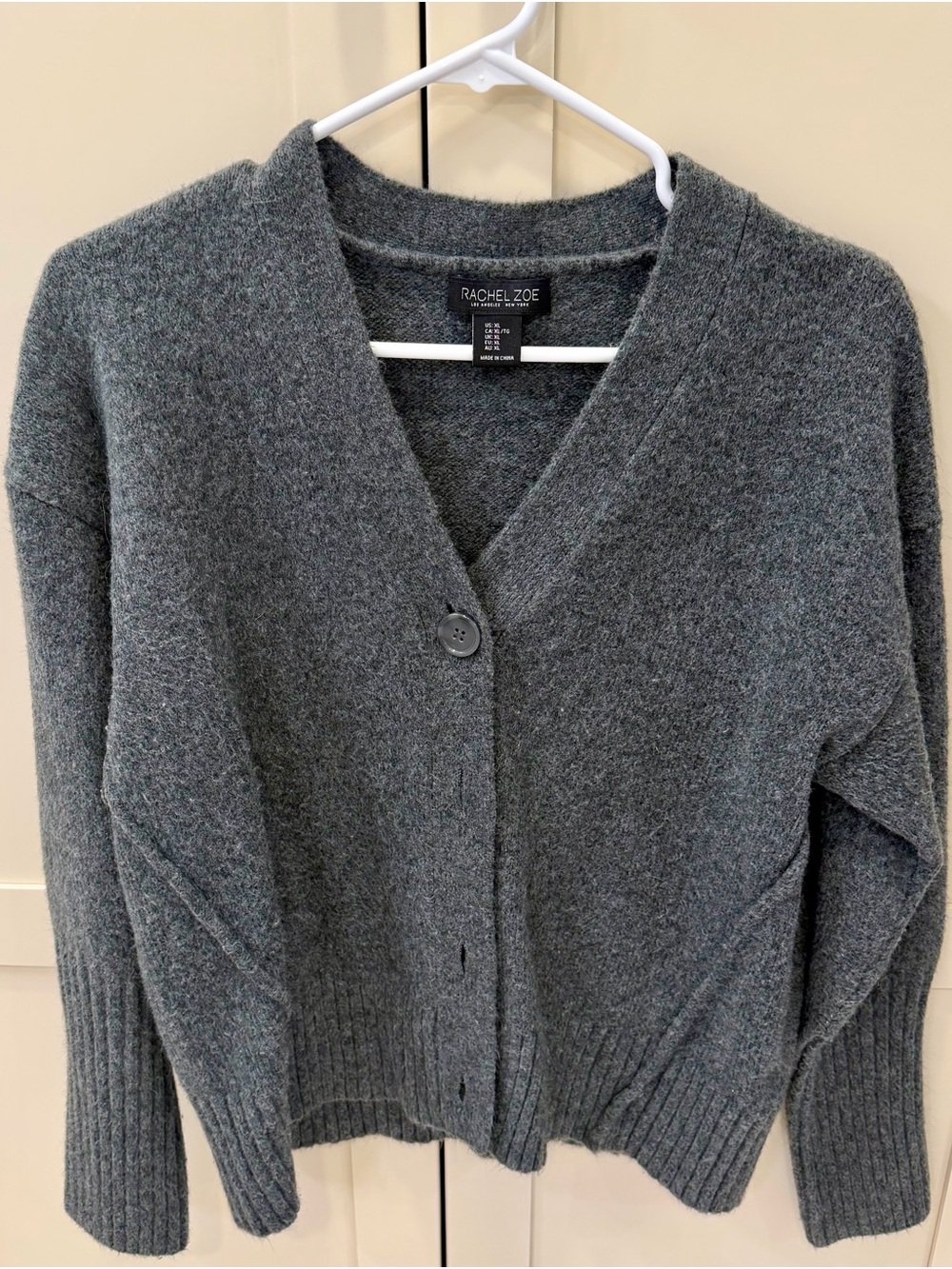 Rachel Zoe Dark Gray V-Neck Button Cardigan